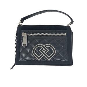 Dsquared2 – Quilted DD Crossbody Shoulder Bag – Handbag - Black Leather & Suede